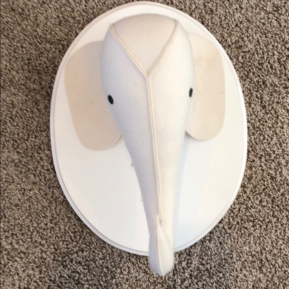 Land of Nod stuffed animal head bust elephant